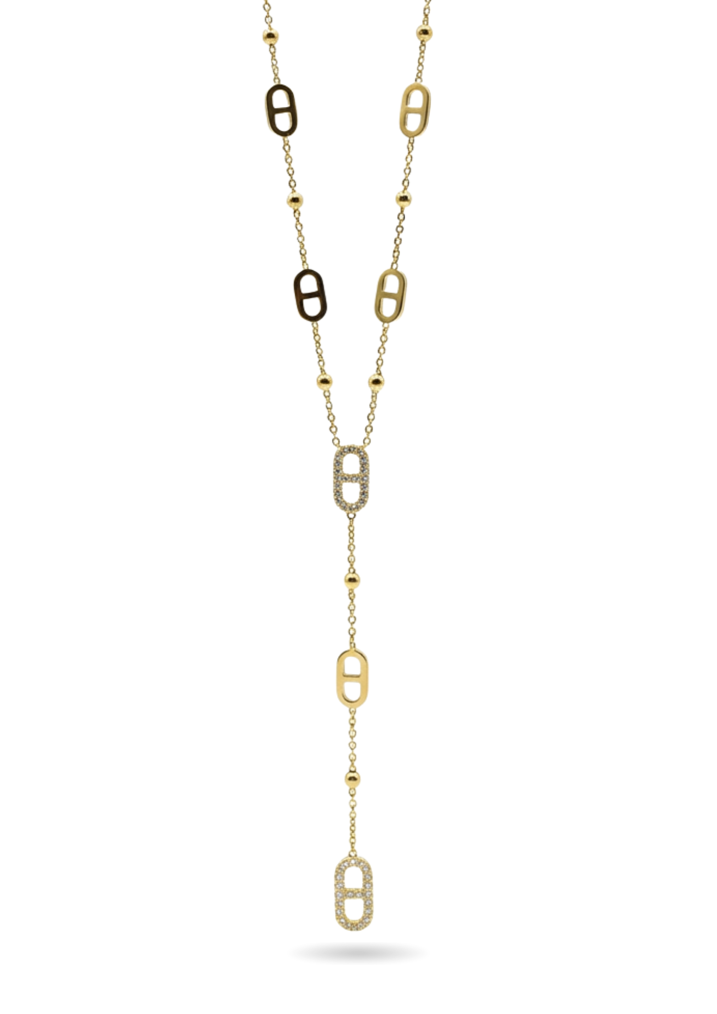 Collier en Y Maille Marine Strass