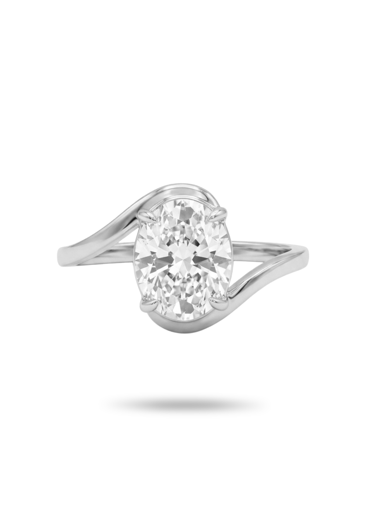 Bague Solitaire Ovale Croisée