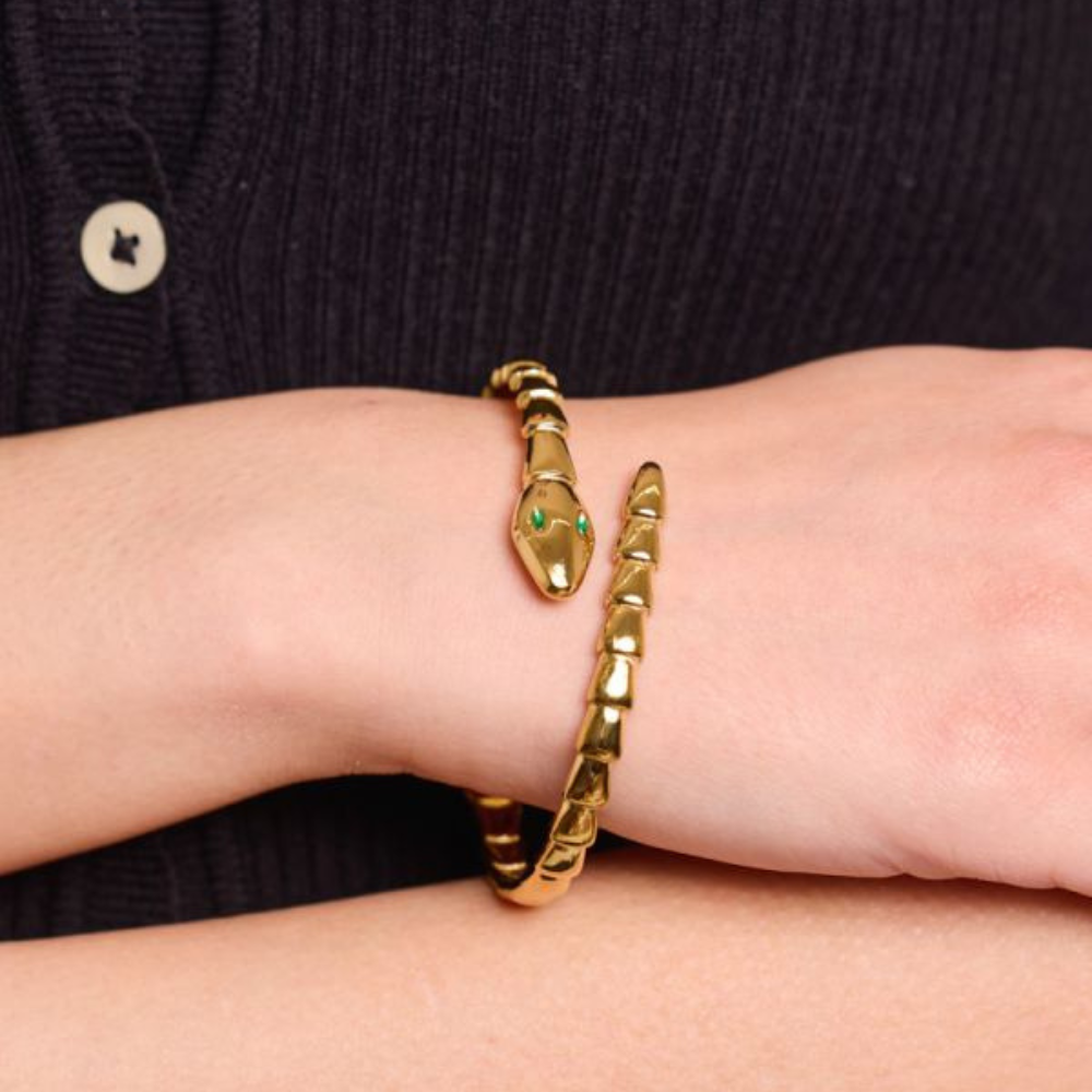 Bracelet Jonc Serpent Or