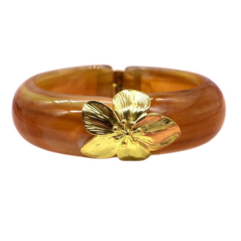Bracelet Fantaisie En Résine Multicolore Orange, Noir, Marron, Blanc, Jaune - Sans Fermoir - Occasion