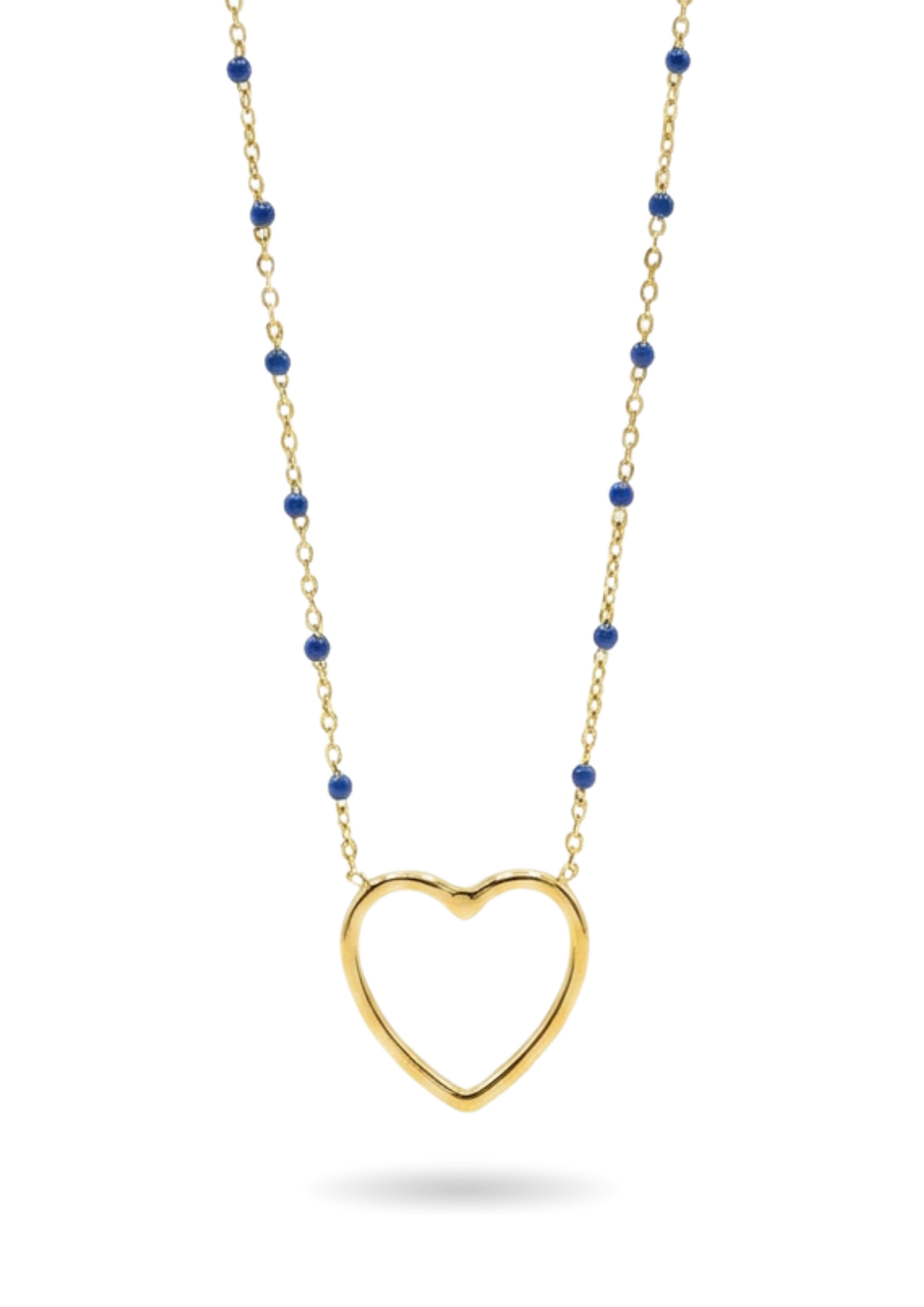 Collier Coeur Perles bleu