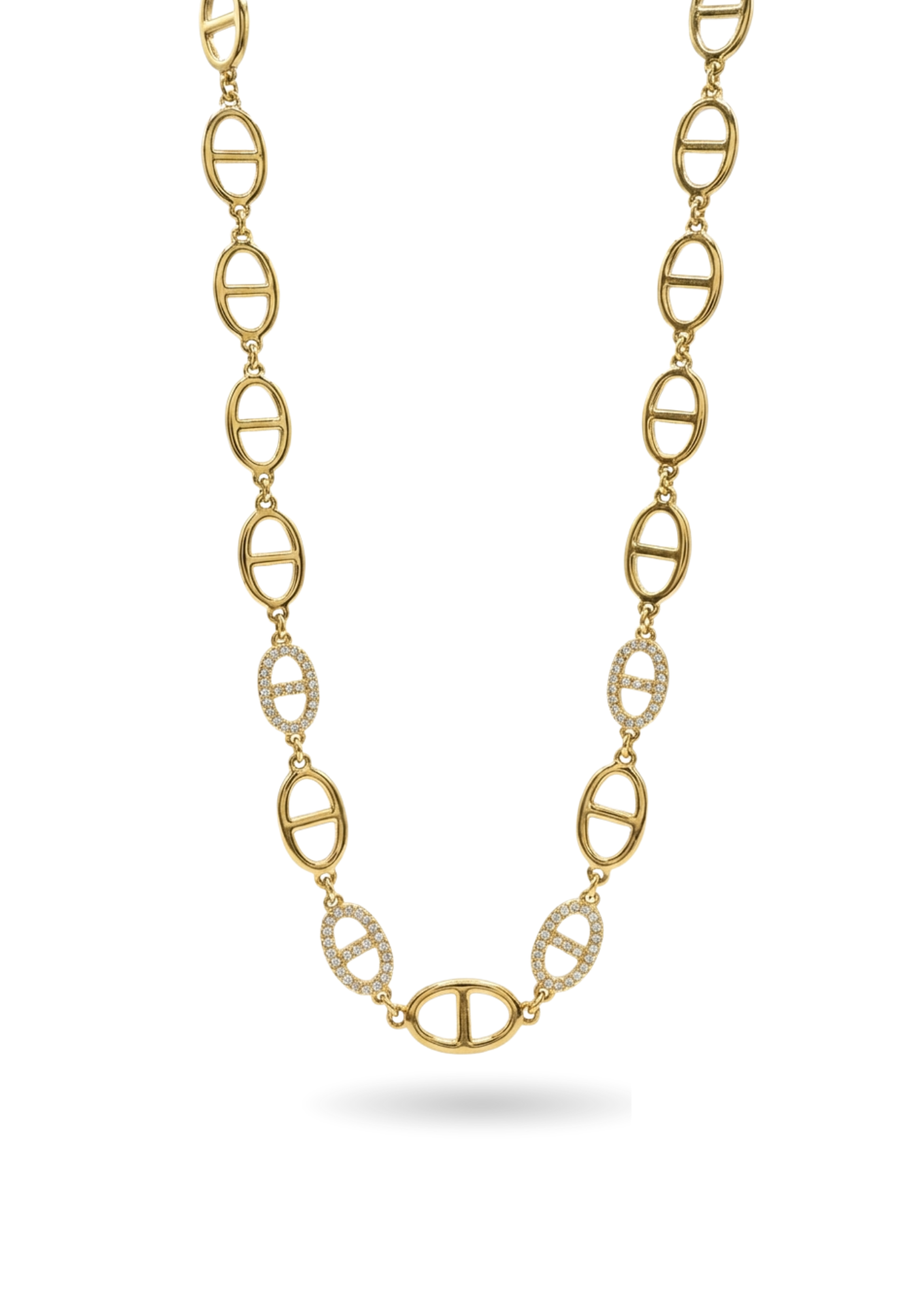Collier Chaine Maille Marine Strass