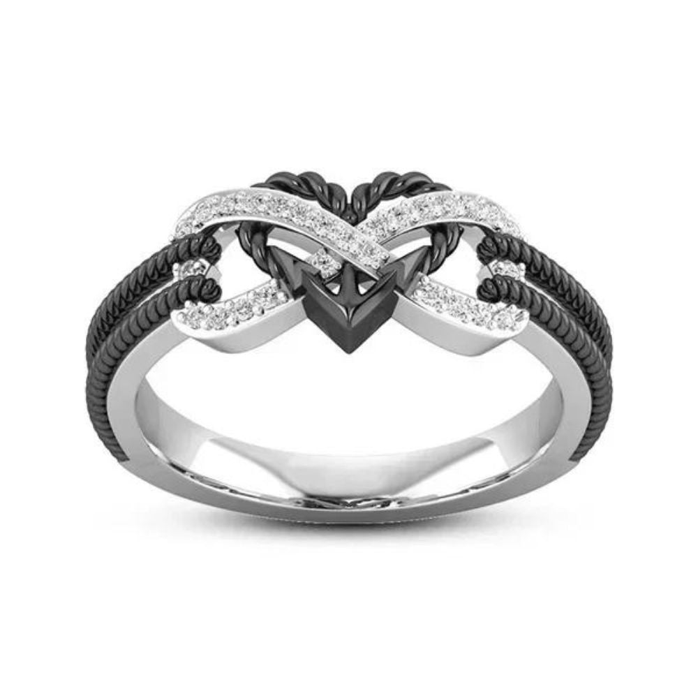 bague infini noir et argent