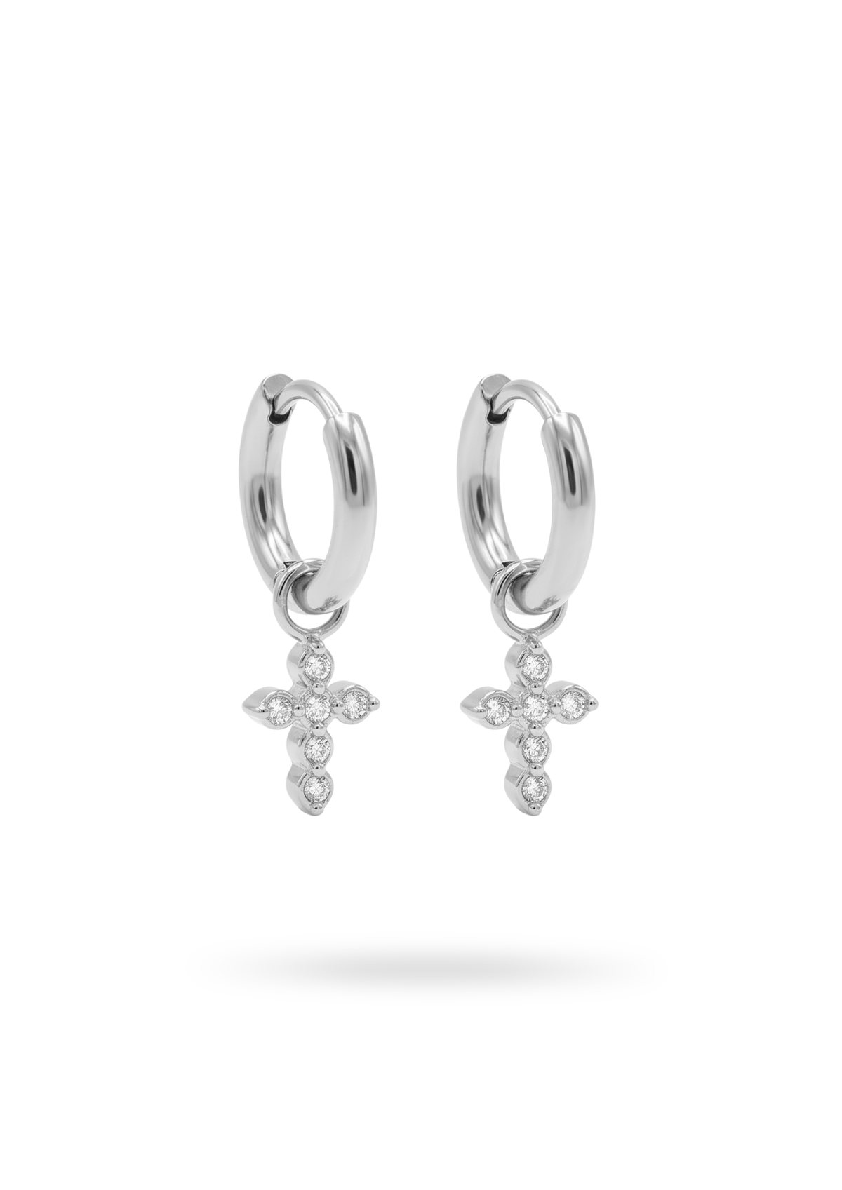 Boucles d'Oreilles Créoles Croix Strass
