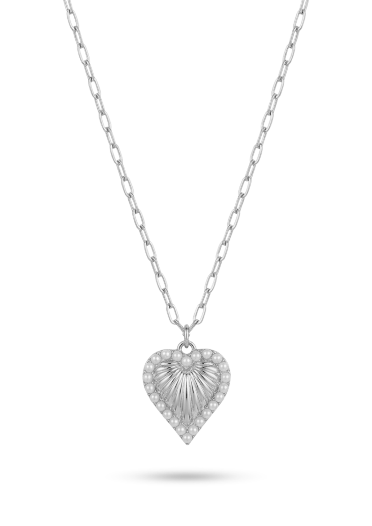 Collier pendentif Cœur Perles Blanches argent