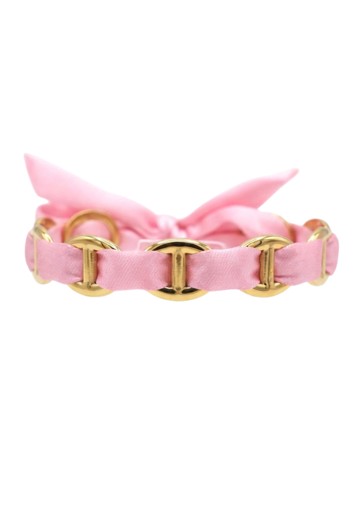 Jonc Maille Marine Ruban rose