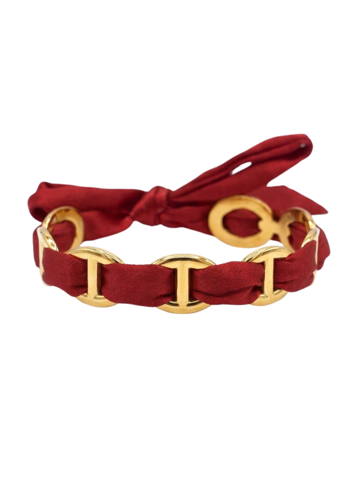 Jonc Maille Marine Ruban rouge