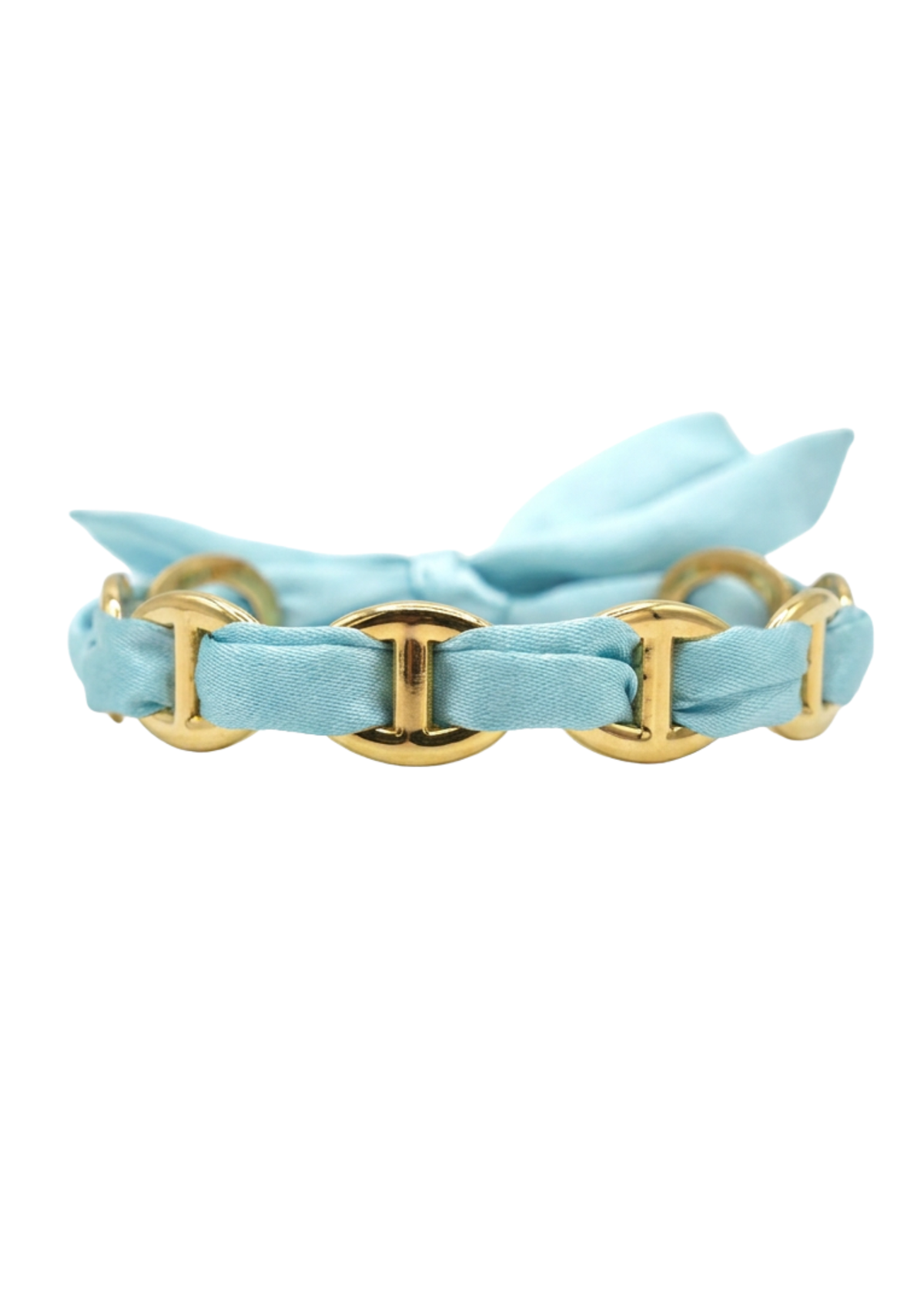 Jonc Maille Marine Ruban turquoise