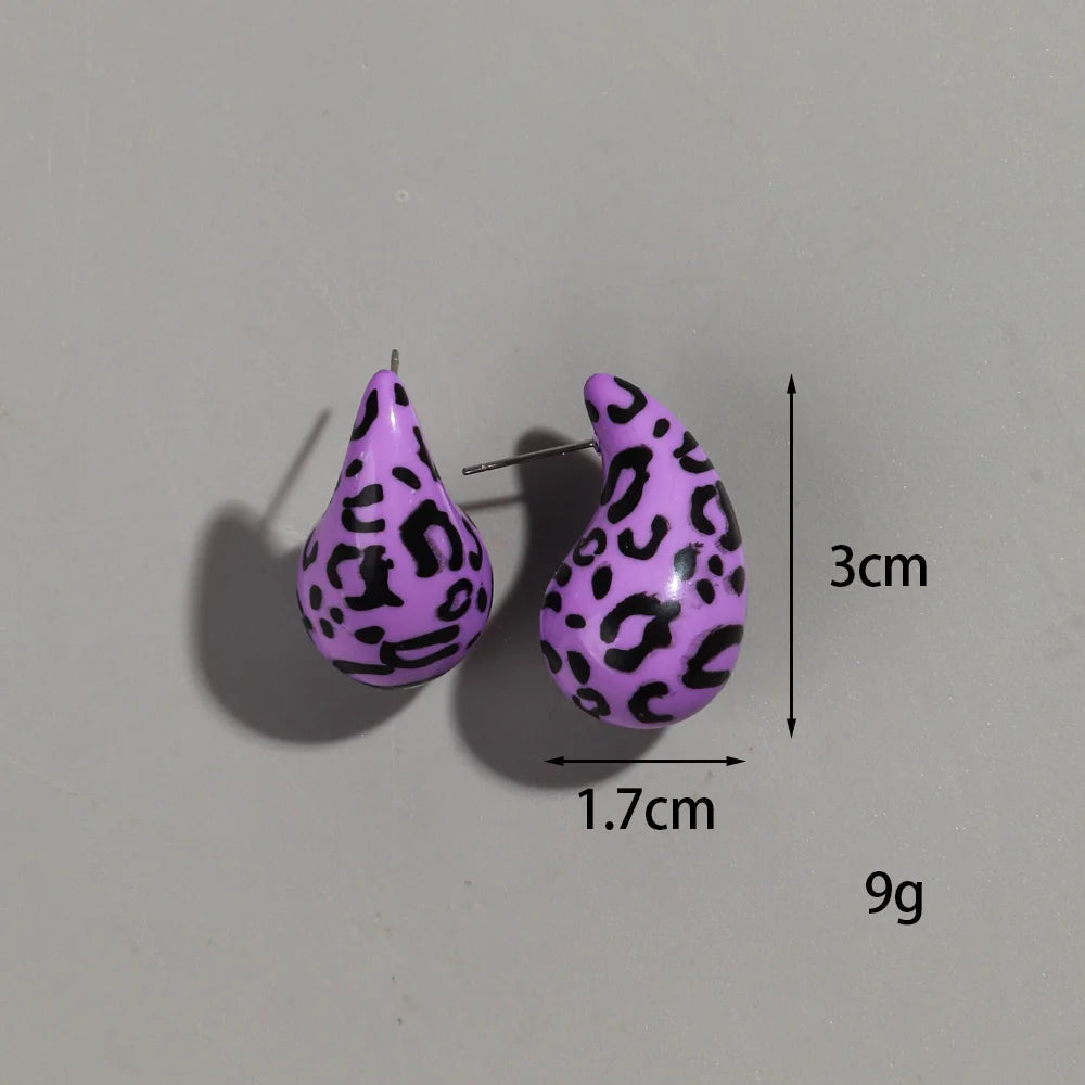 New Leopard Acrylic Chunky Waterdrop Earrings Dupes for Women Vintage 3Pair/Set Dome Drop Earring Lightweight Jewelry Gifts