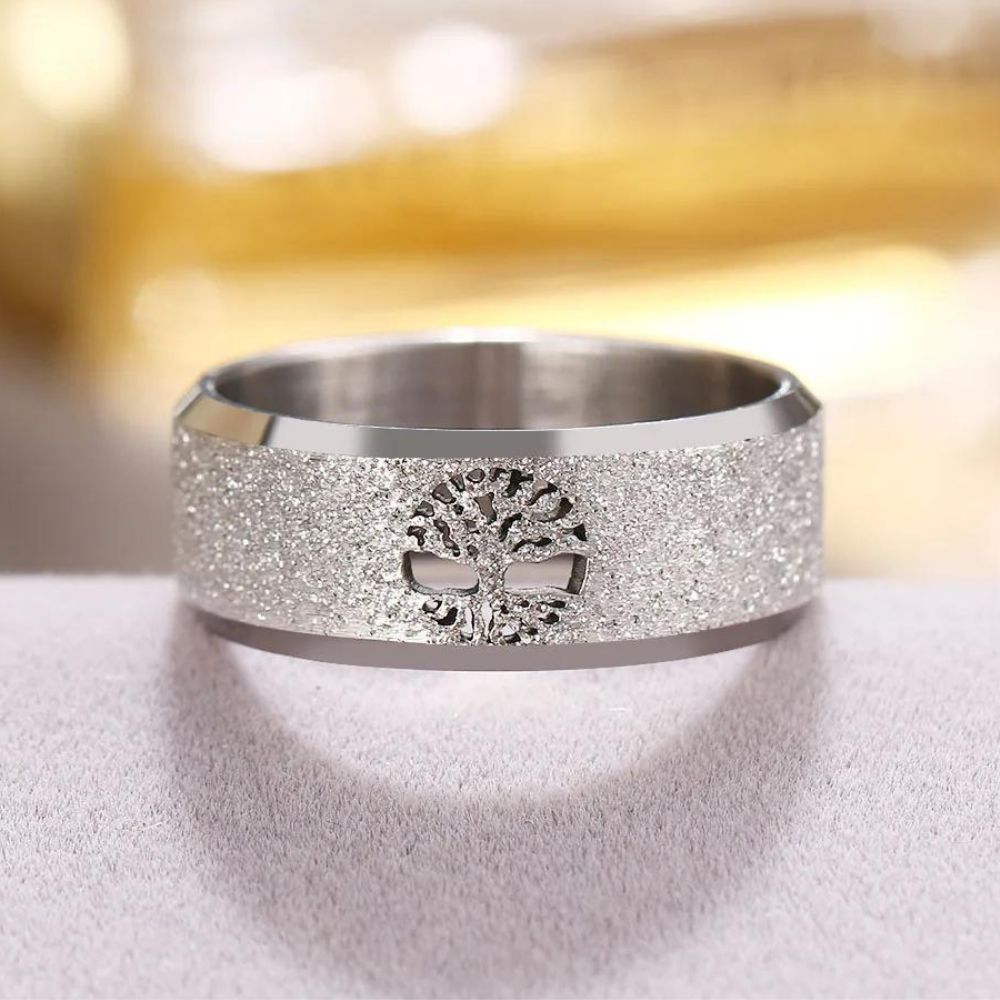 bague arbre de vie anneau de couleur argent