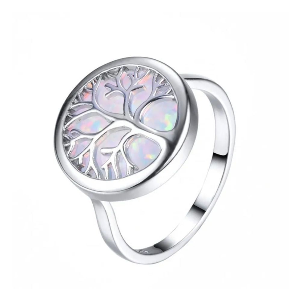 Bague Arbre de Vie blanche fond
