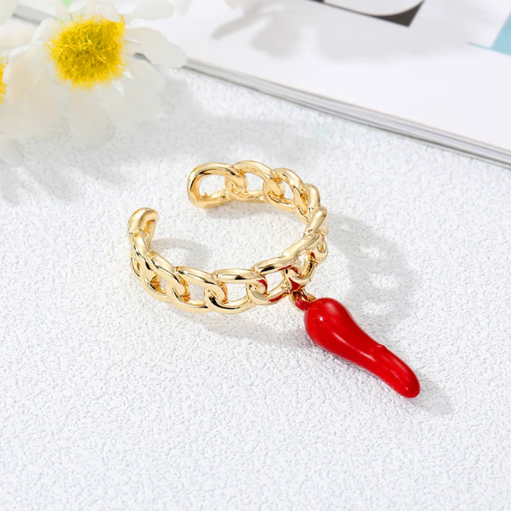 Bague Breloque Piment Rouge