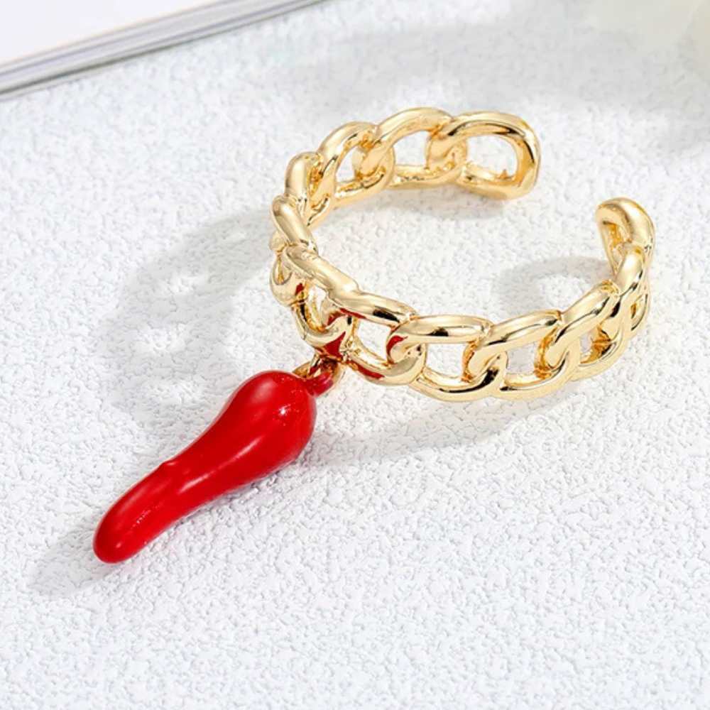 Bague Breloque Piment Rouge