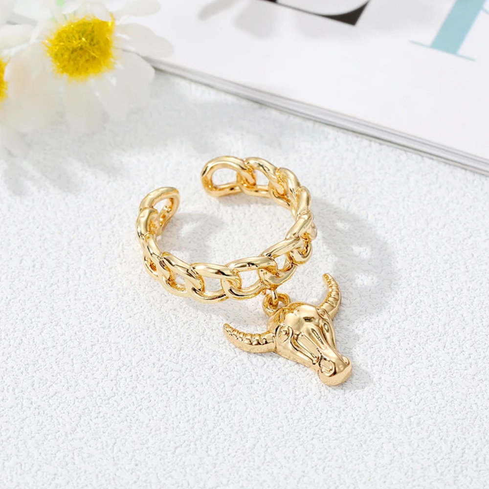 Bague Breloque Tête Taureau