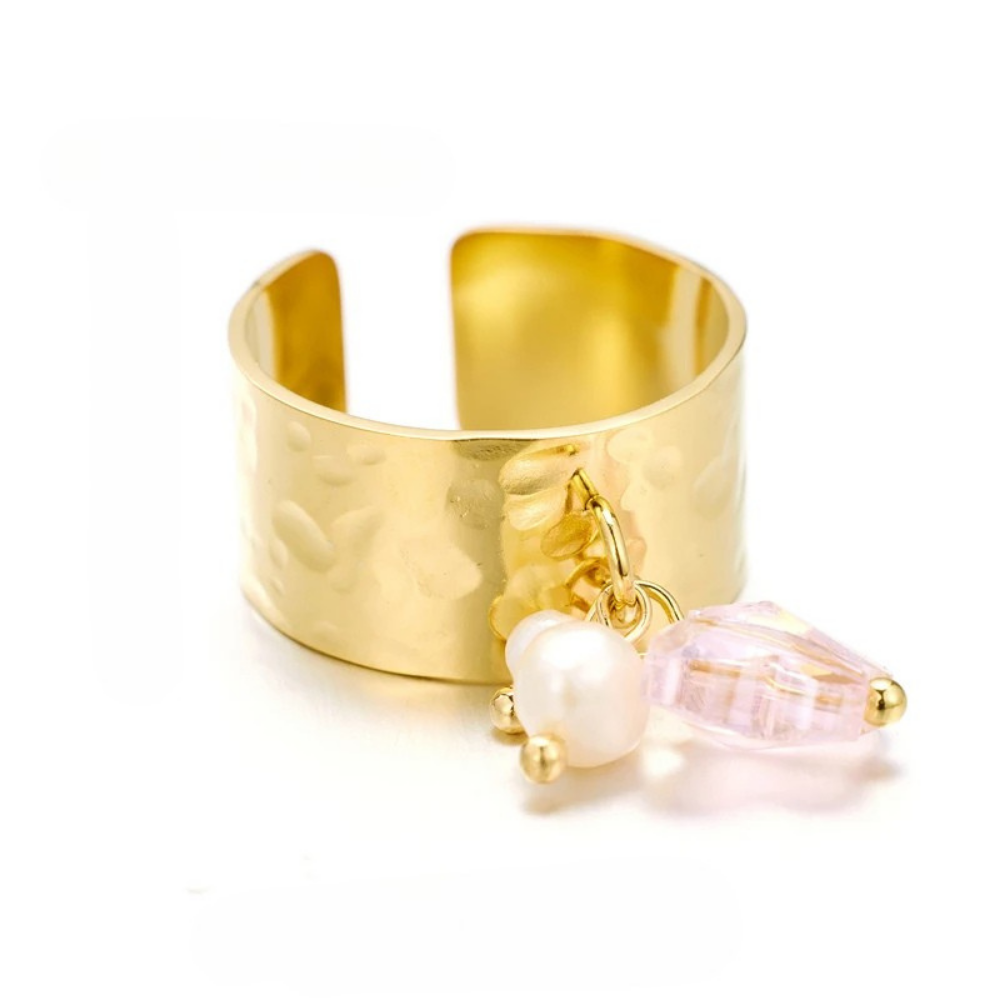 Bague Breloque Papillon Rose