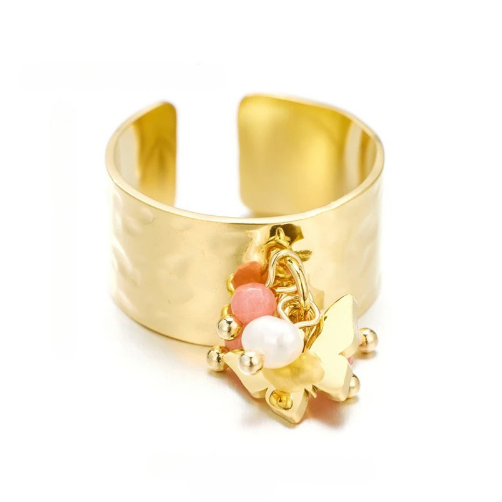 Bague Breloque Papillon Perles