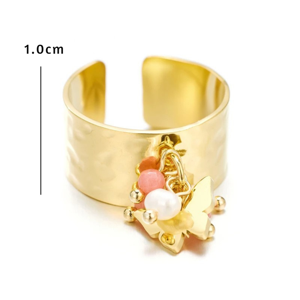 Bague Breloque Papillon Perles