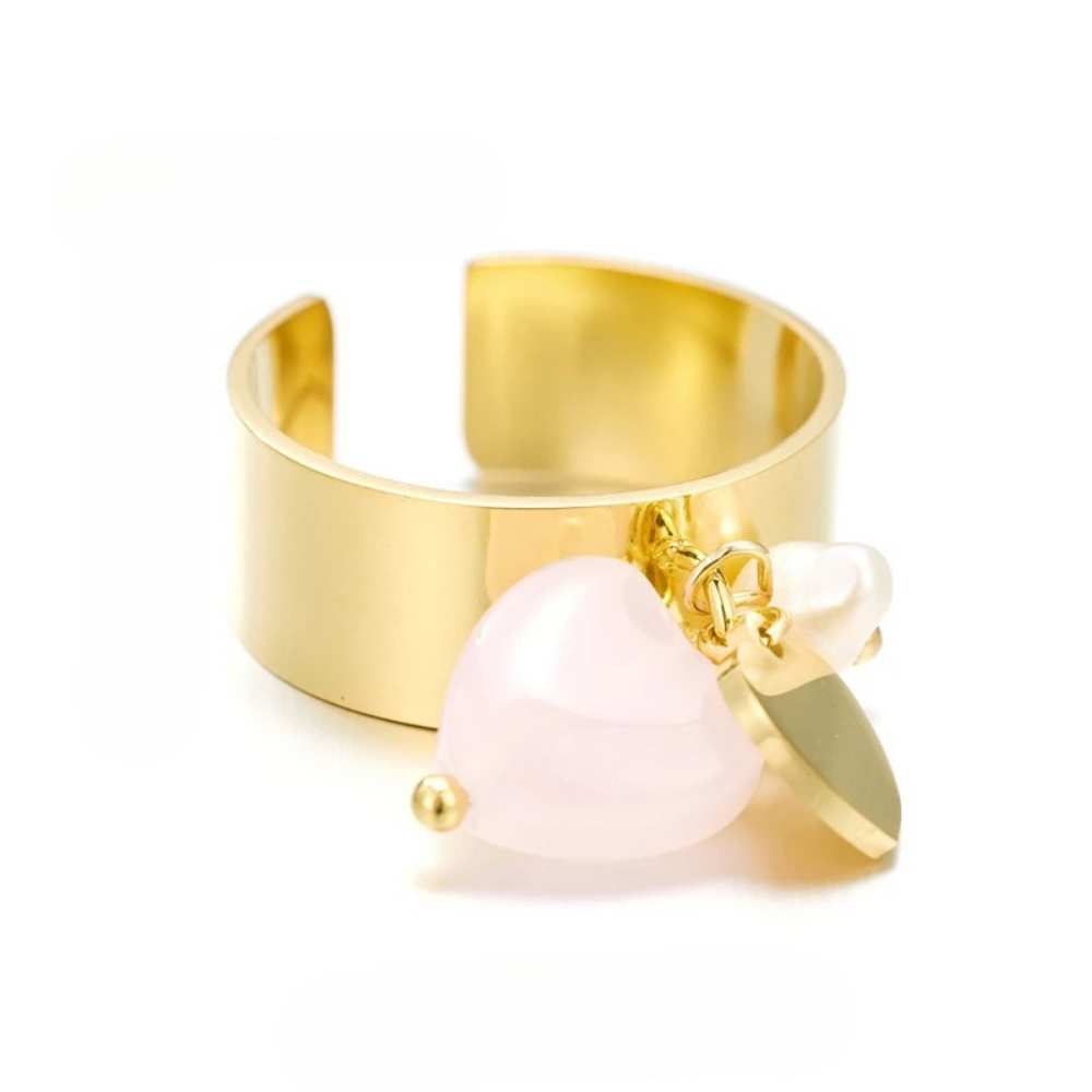 Bague Breloque Double Cœur