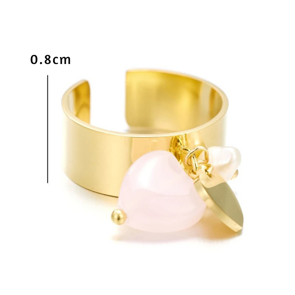 Bague Breloque Double Cœur