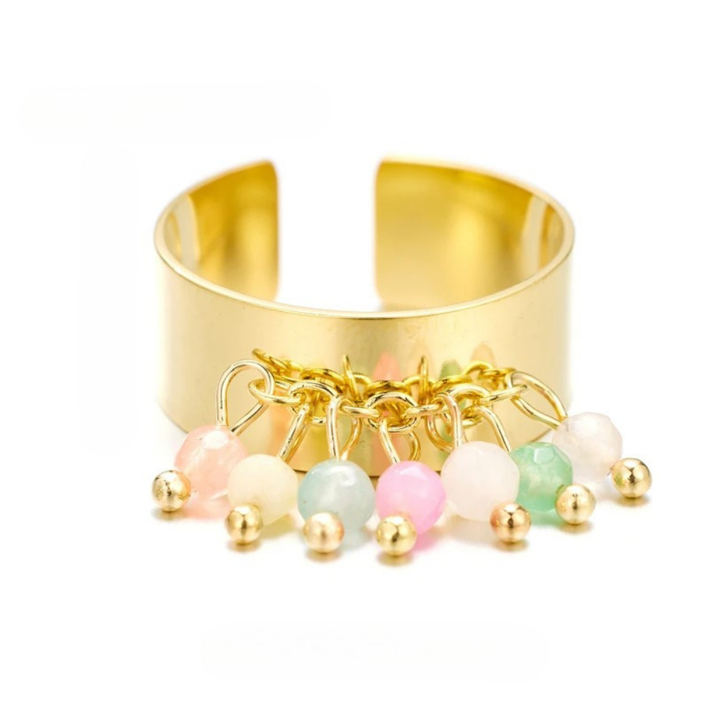 Bague Breloque Perles Pastel