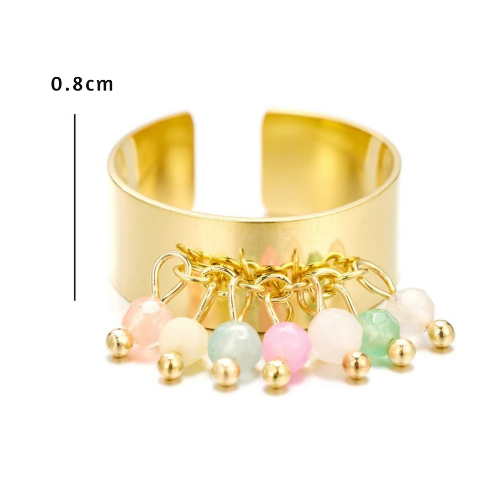 Bague Breloque Perles Pastel