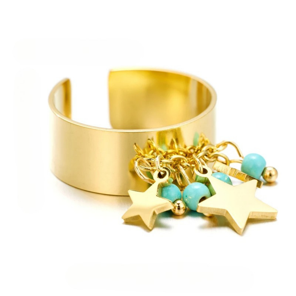 Bague Breloque Étoile Perles