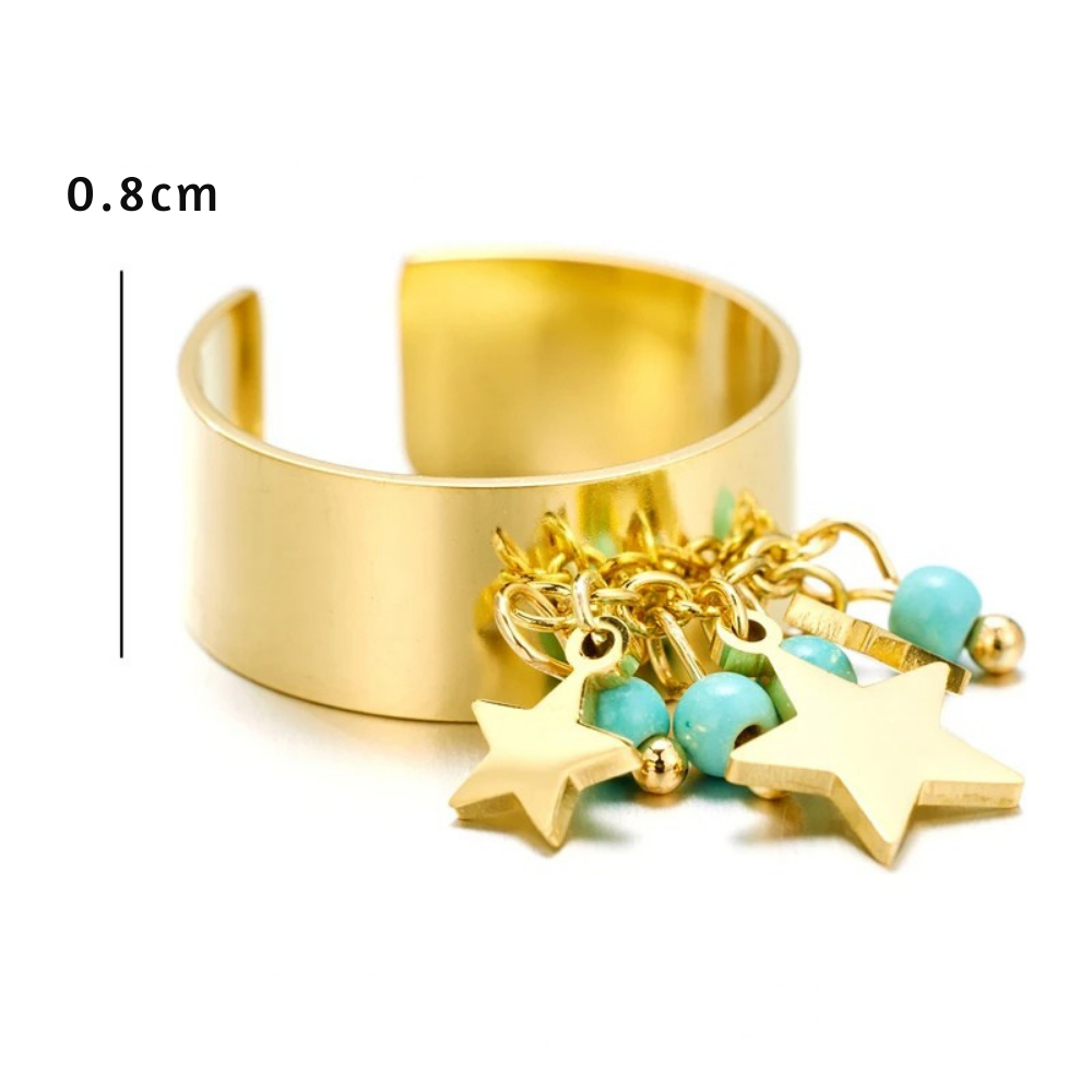 Bague Breloque Étoile Perles