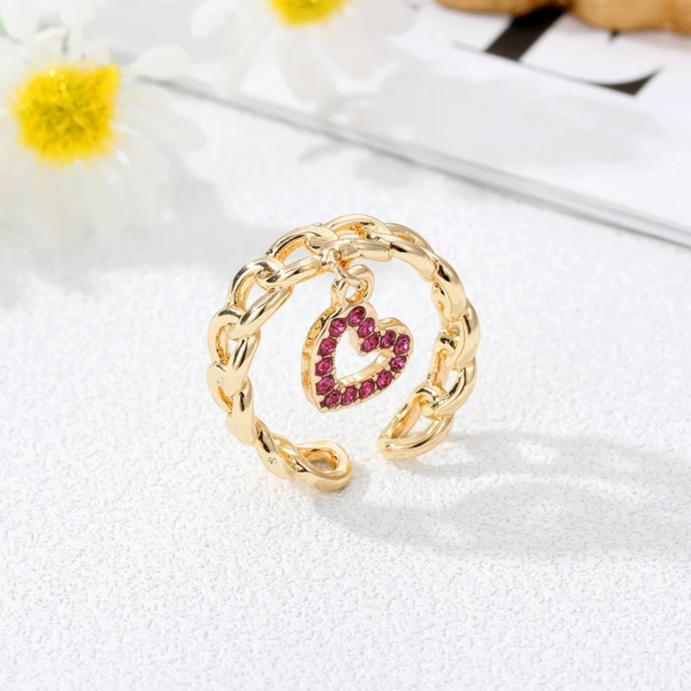 Bague Breloque Cœur Strass