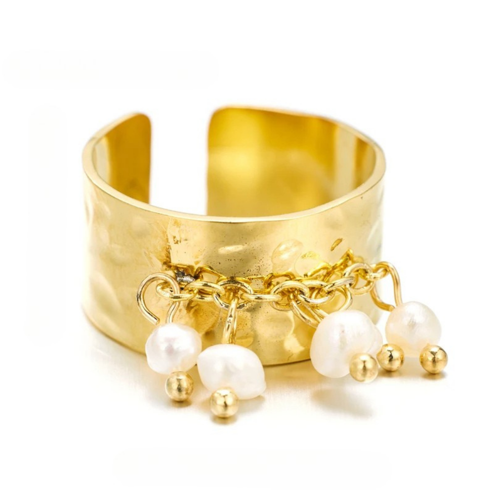 Bague Breloque Perles Eau Douce