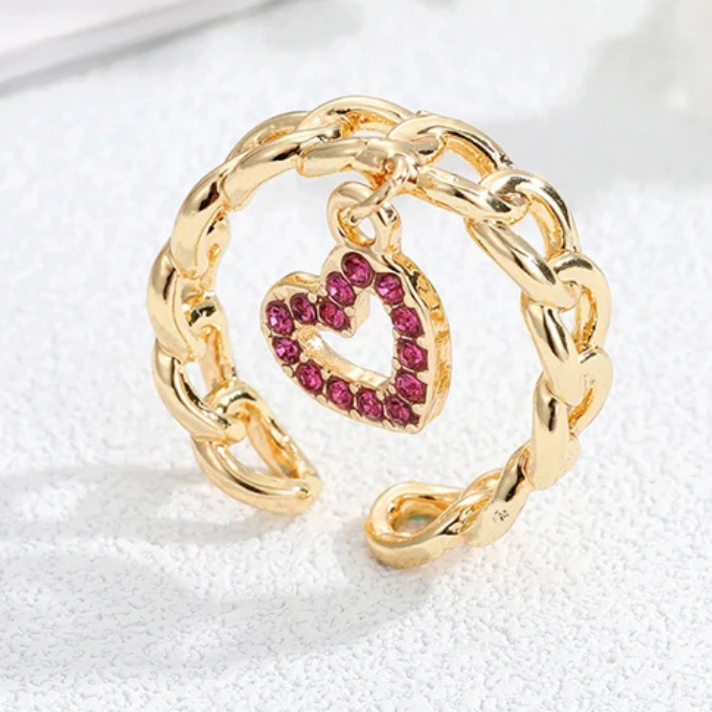 Bague Breloque Cœur Strass