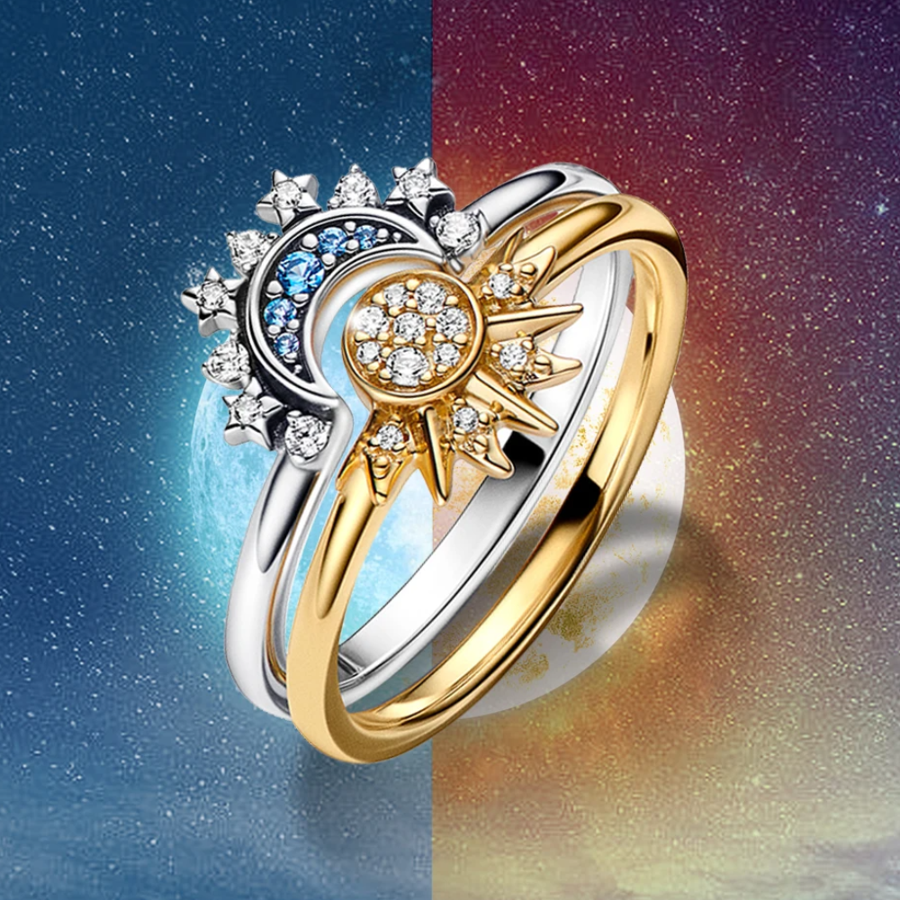 Bague Celeste Soleil et Lune Métal