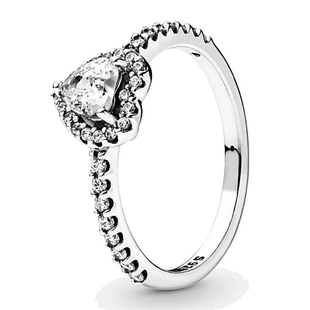 Bague Cœur Or Blanc Diamants Argent