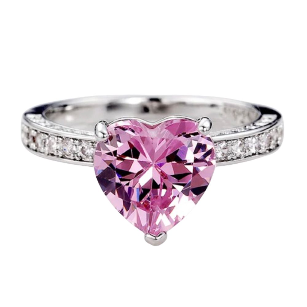 Bague Coeur rose argent