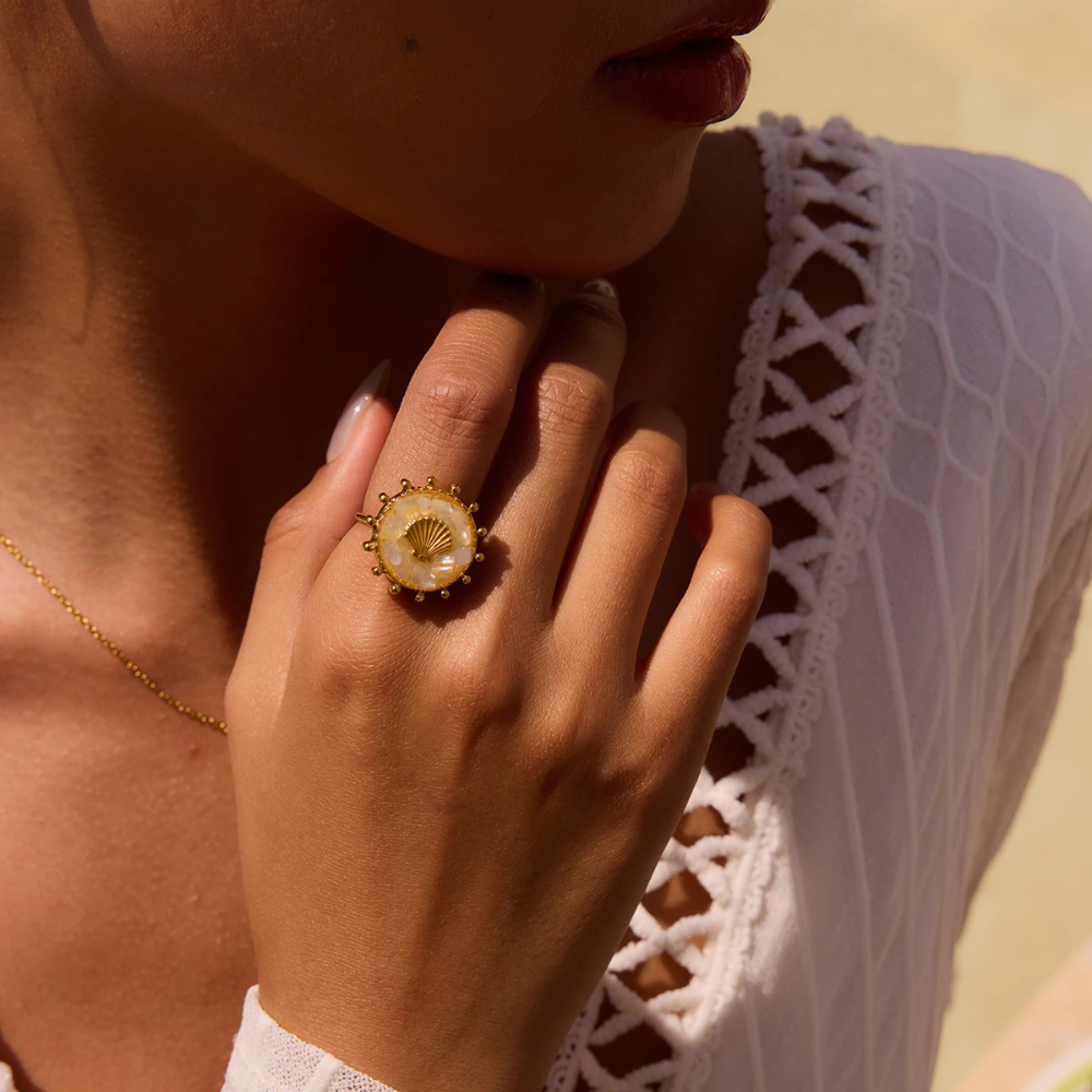 Bague Ronde Coquillage Nacre