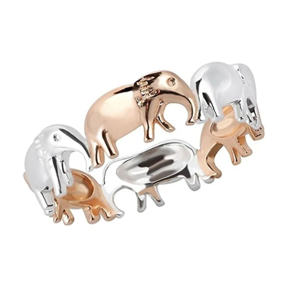 Bague Éléphant Rose Argent