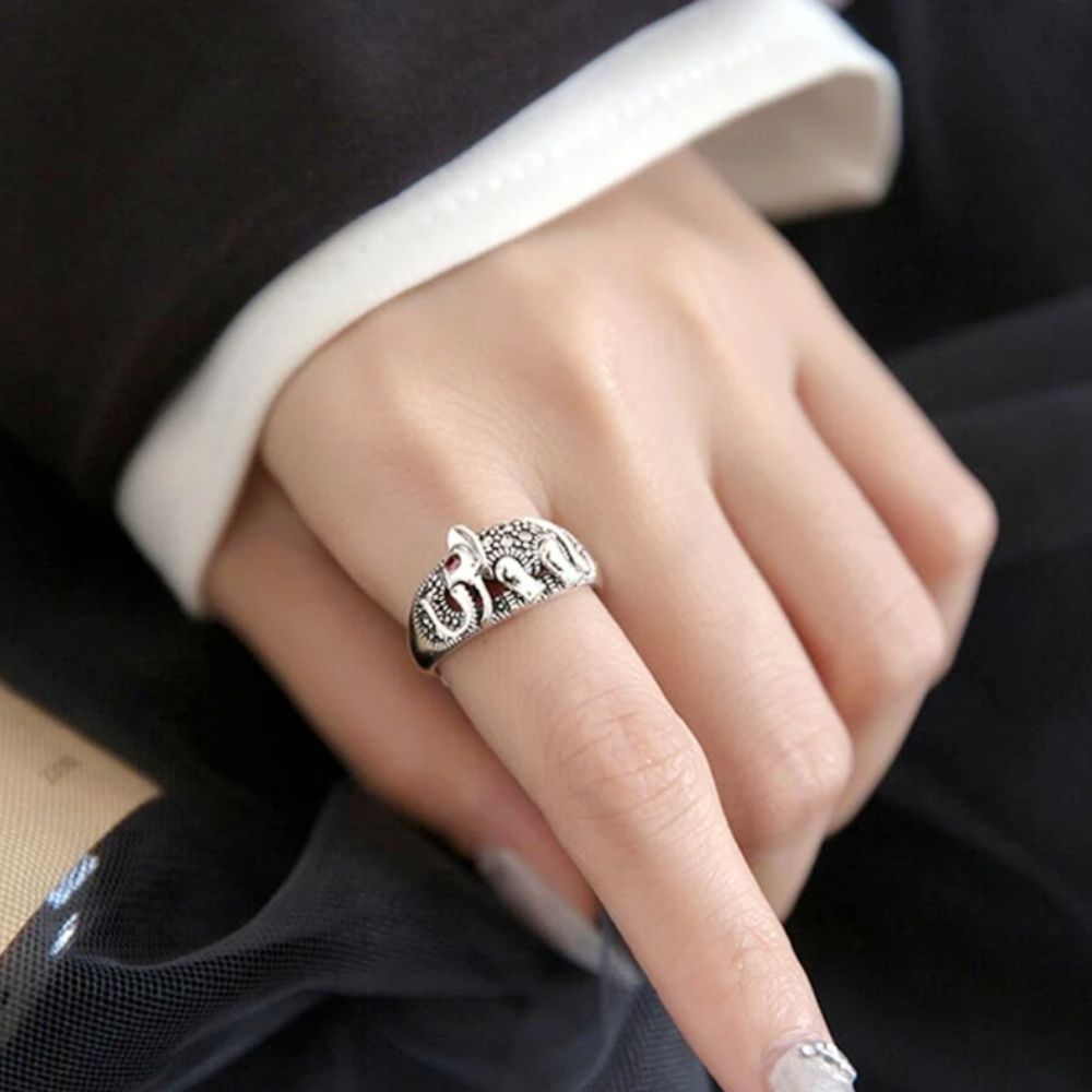 Bague Éléphant Vintage Acier