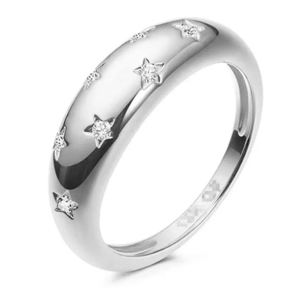 bague étoile alliance argenté