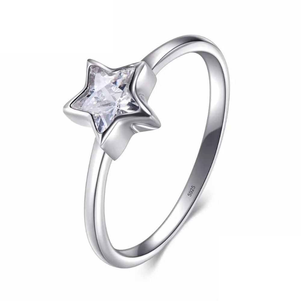 bague étoile argent