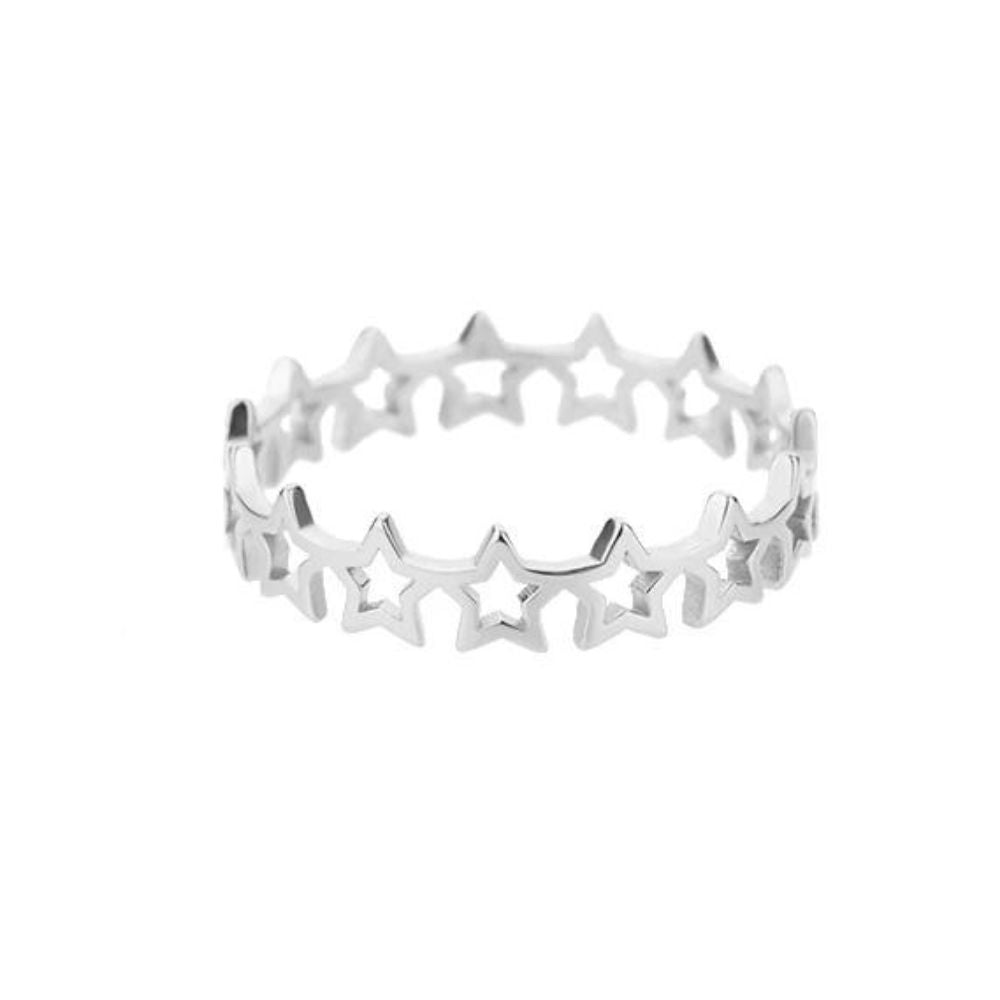 bague en anneau étoile de couleur argent