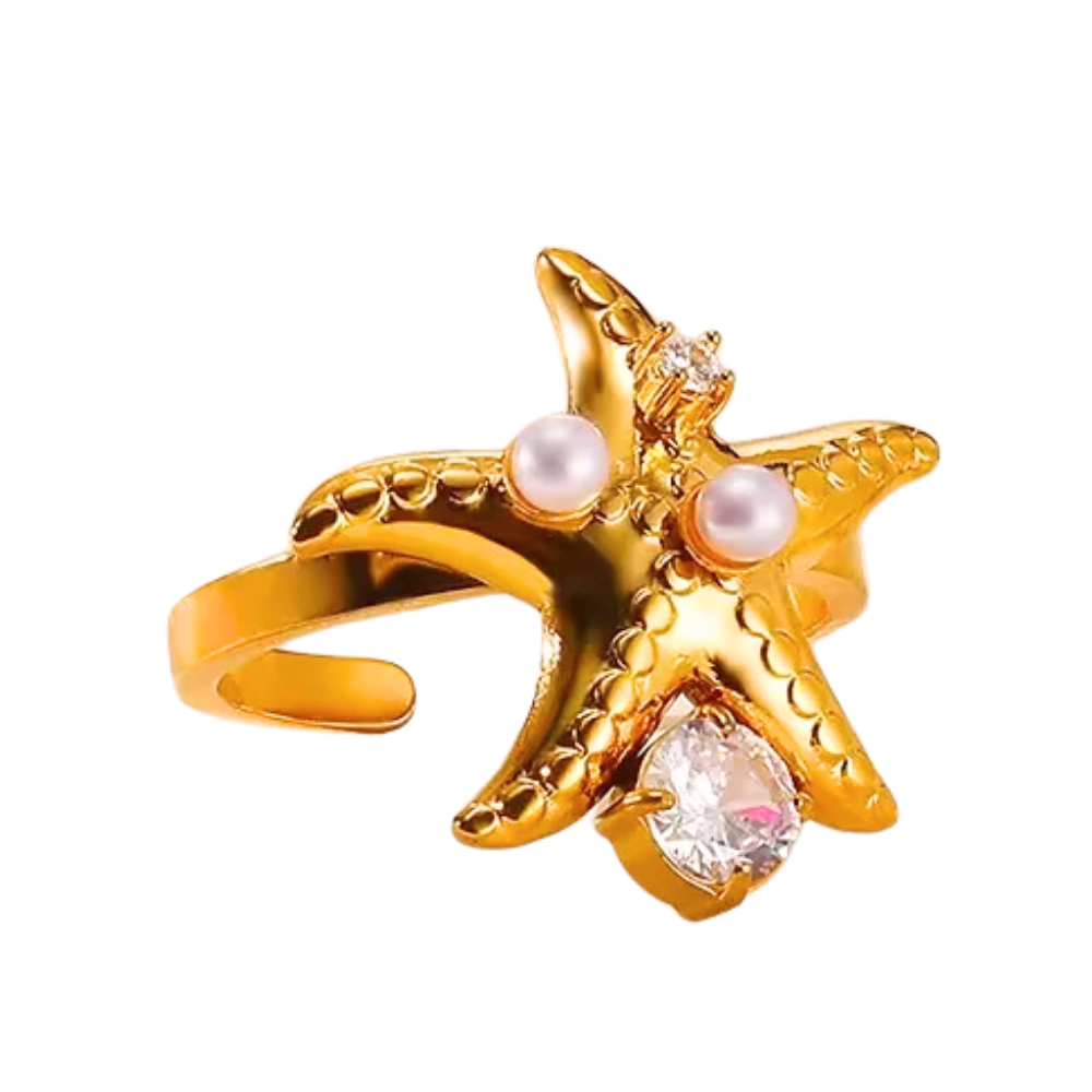 Bague Étoile de Mer Perle Strass