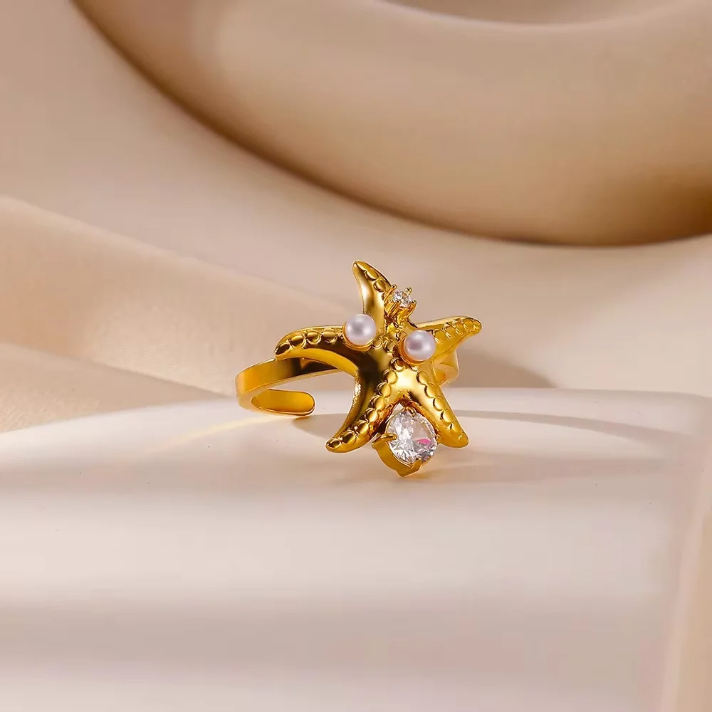 Bague Étoile de Mer Perle Strass