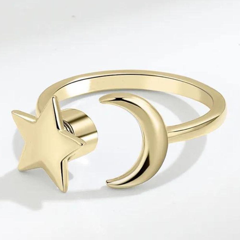 bague ajustable ave étoile et demi-lune