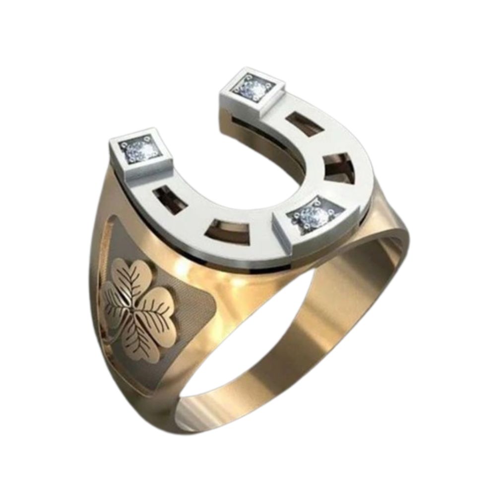 Bague Fer à Cheval Trèfle Or