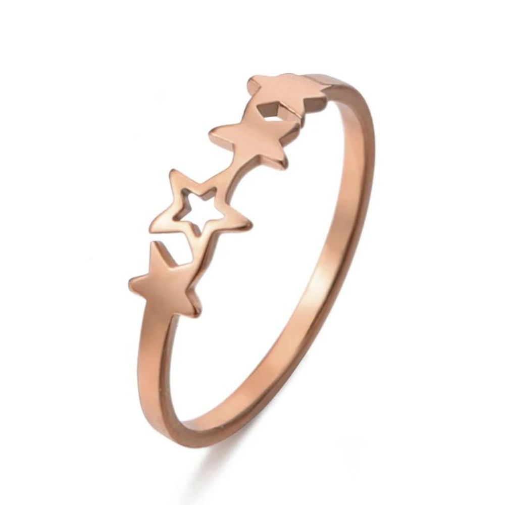 bague fin étoile de couleur or rose