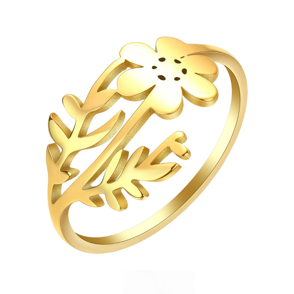 Bague Fleur Feuille