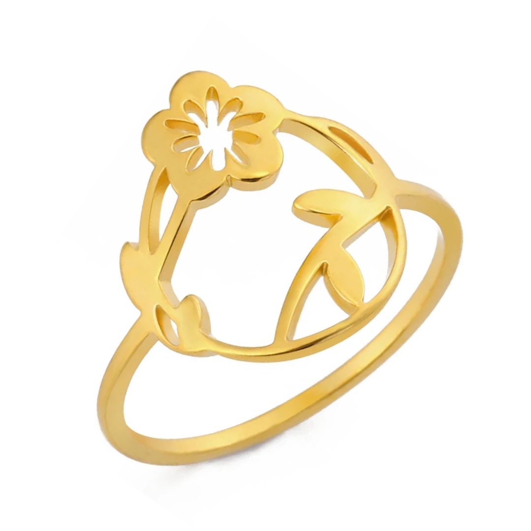 Bague Fleur Acier Inoxydable