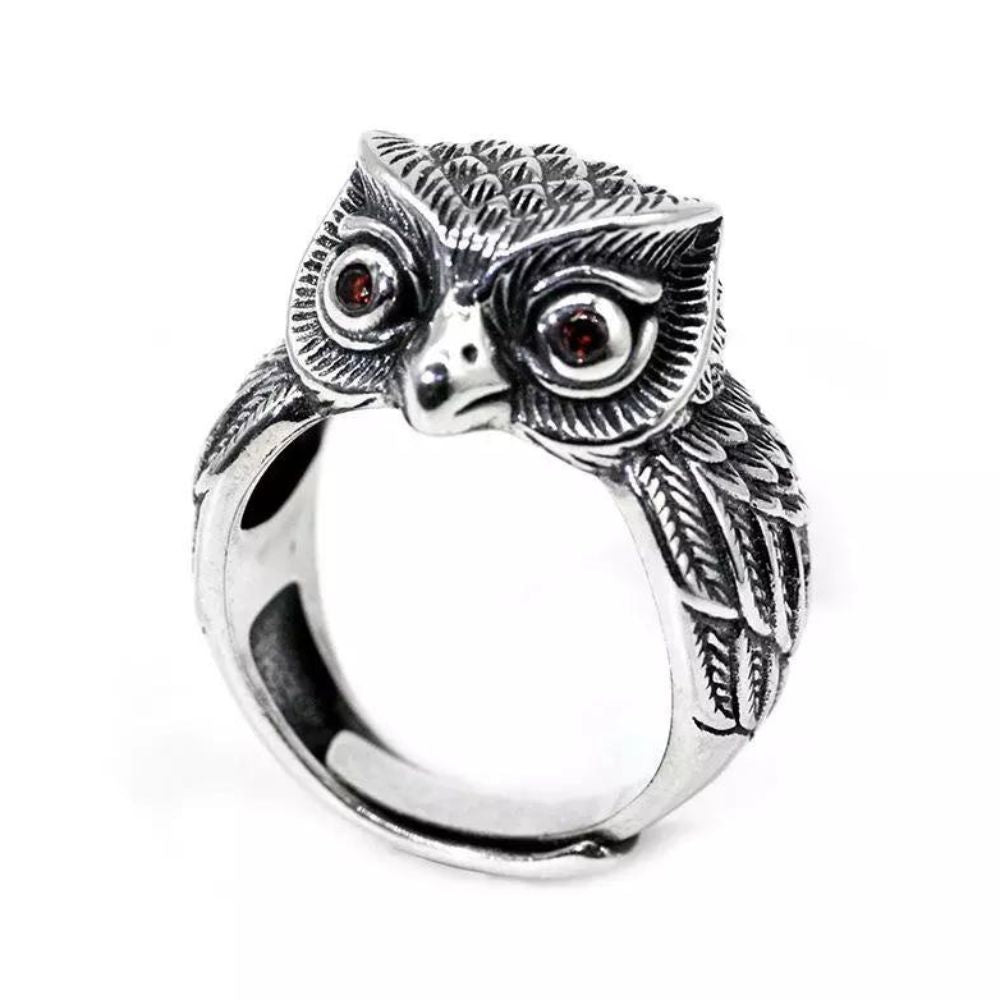 bague hibou argent homme