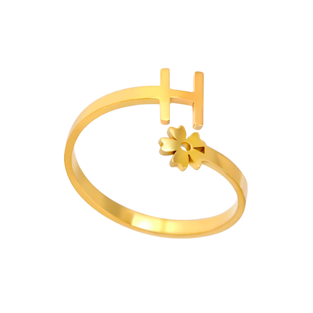 Bague Initiale H Fleur