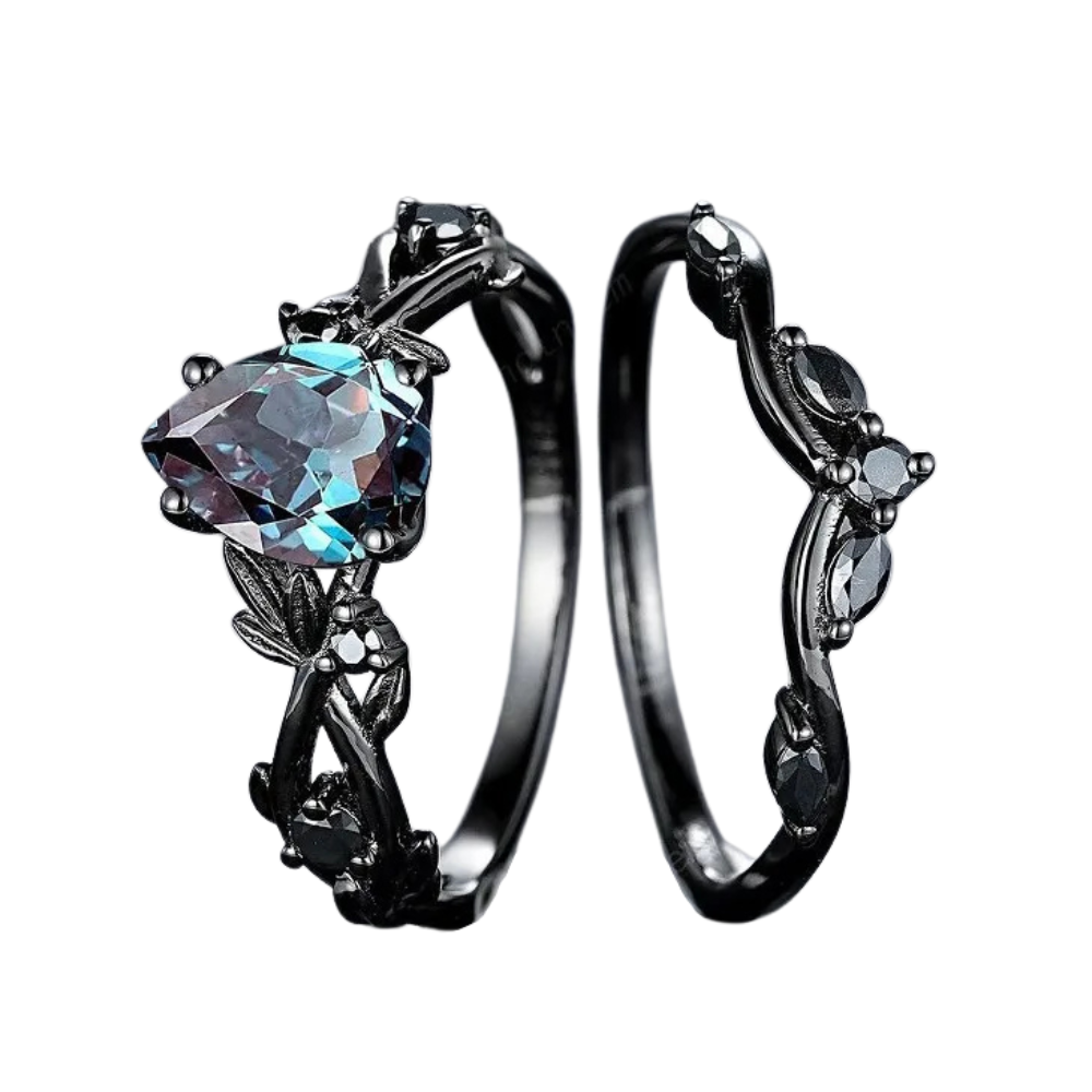 Bague Noire Pierre Bleue