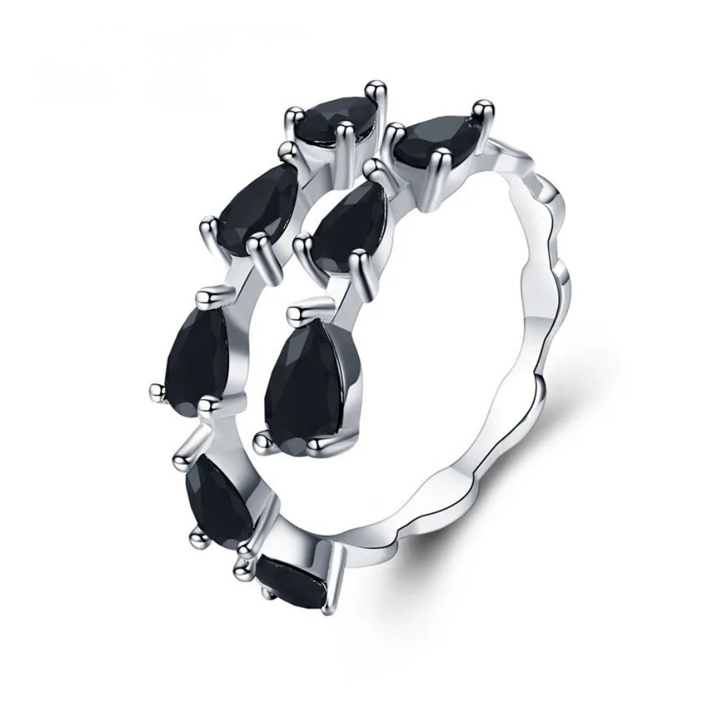 Bague Pierres Noires Fines